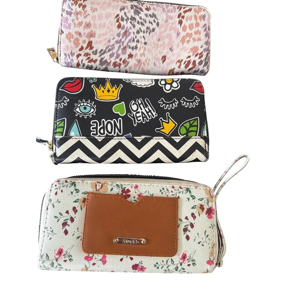 Lot of 3 Mudd A New Day zip Around Wristlet Wallets‎ Womens Boho
